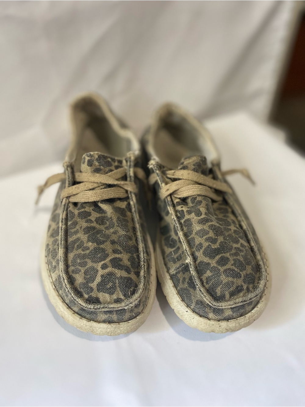 Gypsy Jazz Leopard Print Tan Canvas Loafers